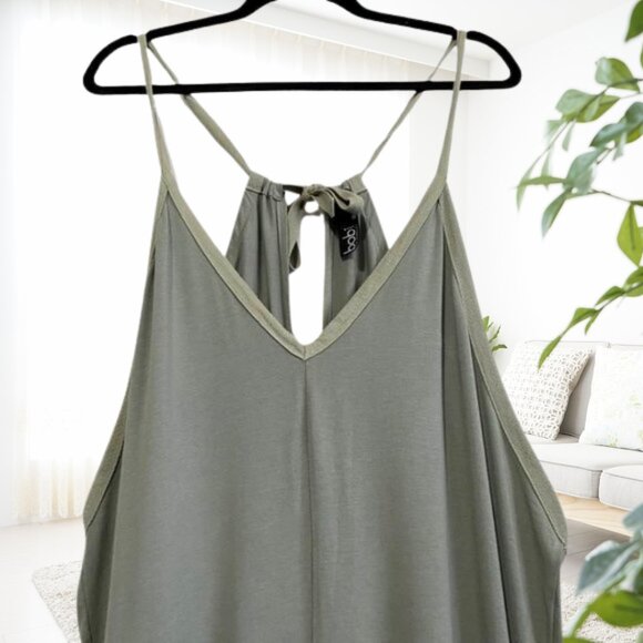 Bobi Sage Green Draped Modal Cotton Jersey Jumpsuit Romper | Size Small - Picture 6 of 14